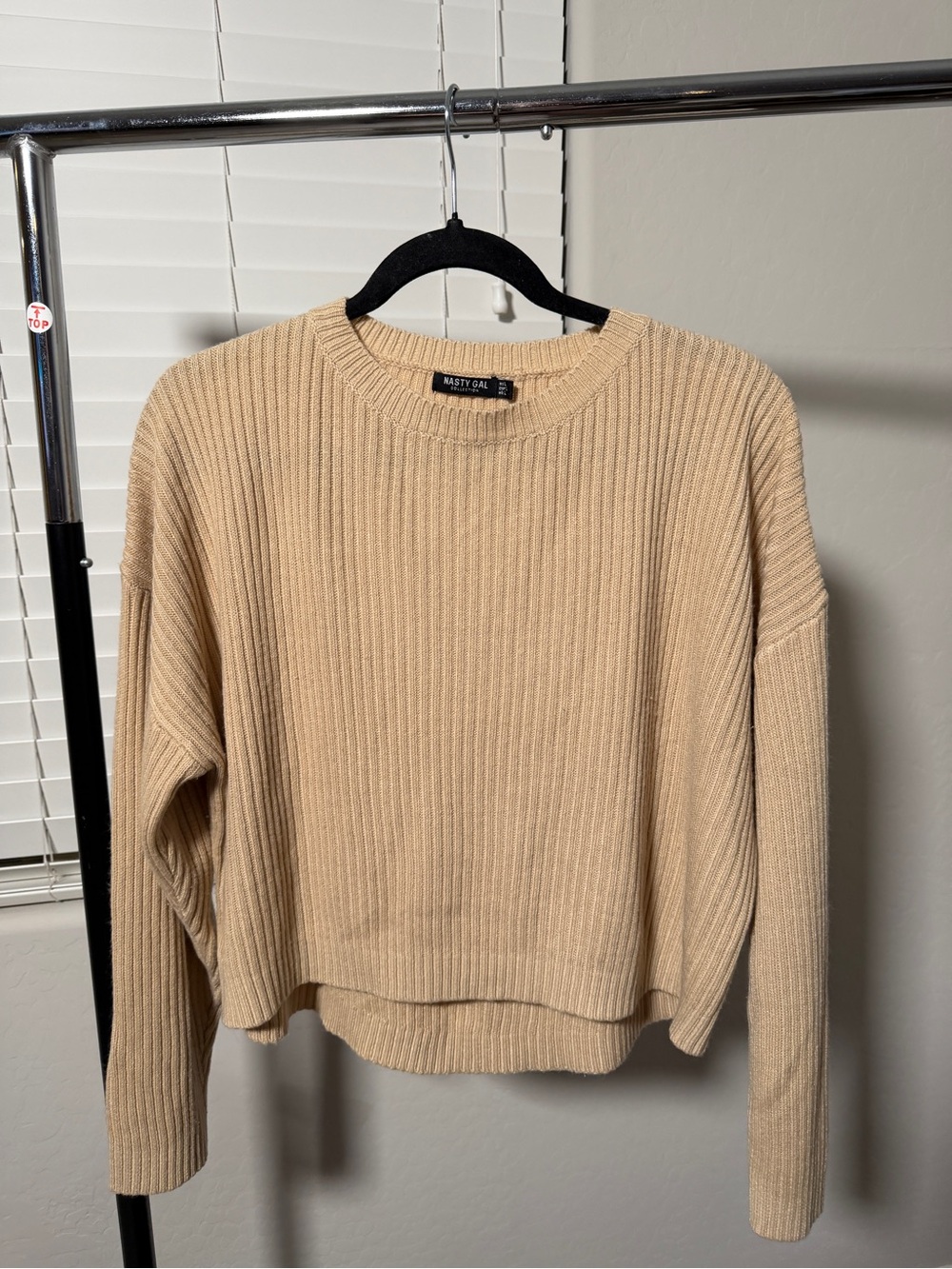 Nasty Gal Women's Ribbed Crewneck Sweater - Beige